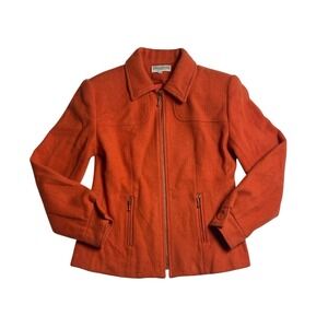 Vintage Jordan & Cole Wool Jacket Womens Small Burnt Orange Zip Front USA